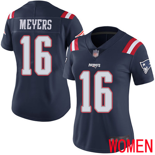 New England Patriots Football #16 Rush Vapor Limited Navy Blue Women Jakobi Meyers NFL Jersey->youth nfl jersey->Youth Jersey